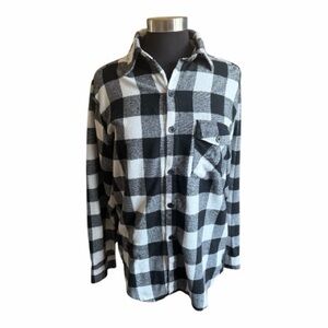 Classic Black and White Plaid Men's Shirt